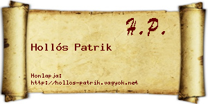 Hollós Patrik névjegykártya